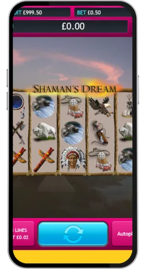 Searching Shamans Dream in the casino lobby or filtering by Eyecon under providers to load the slot in seconds