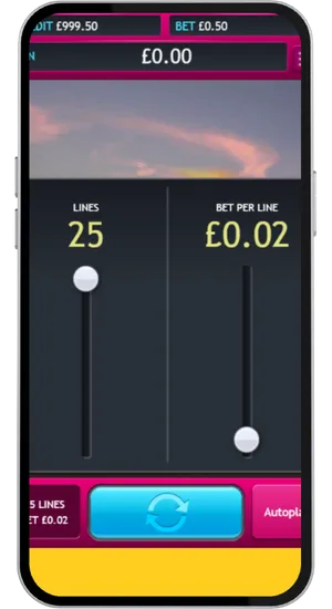 Adjusting the bet between £0.01 and £12.50 per spin using the controls below the reels in Shamans Dream